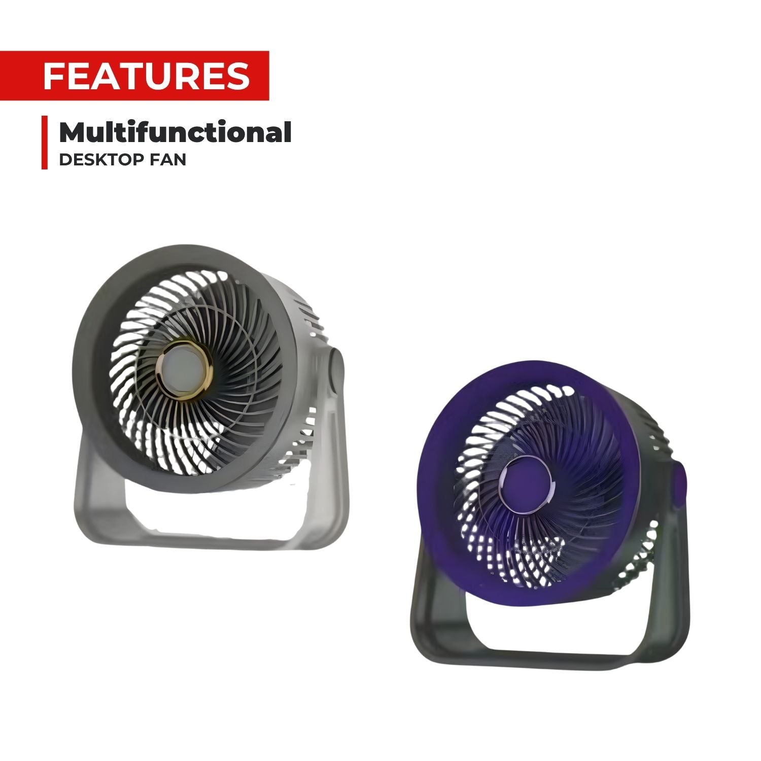Rechargeable Multifunctional Desktop Fan 3-Speed Adjustable, 90° Rotation, Quiet Air Circulation